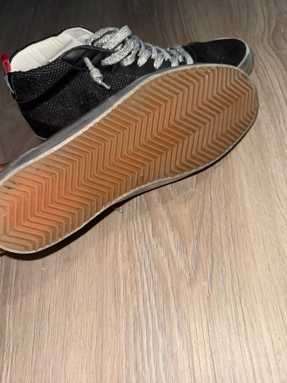 GOLDEN GOOSE distressed suede mid high animal print sneaker with metallic laces - Picture 5 of 10